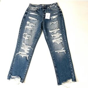 CELLO Women’s High Rise Distressed Jeans